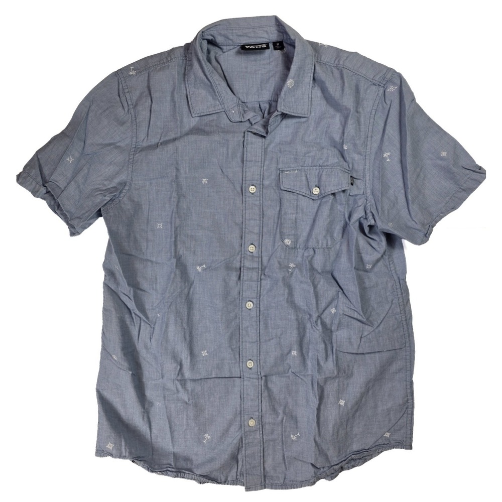Vans Blue Button Up Palm Tree Floral Print Men's Size Medium